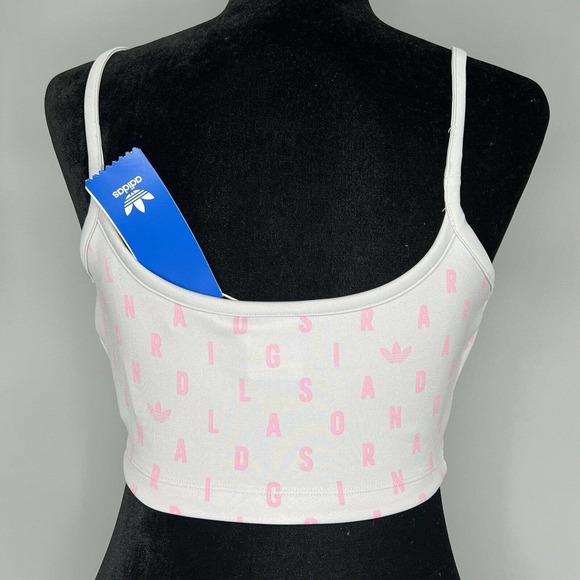 Adidas Originals Spaghetti Strap Top Womens Med Gray Pink Athletic Stretch NWT - Picture 3 of 7